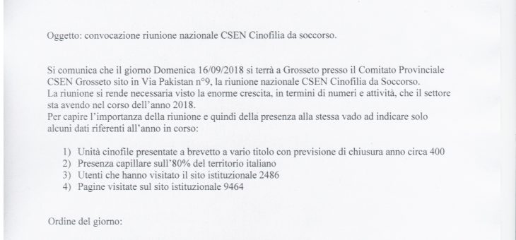 Riunione Nazionale CSEN Cinofilia da Soccorso